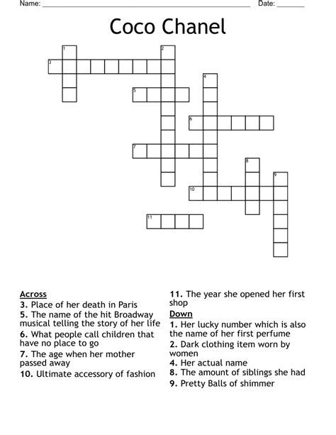 chanel's famous fragrance crossword